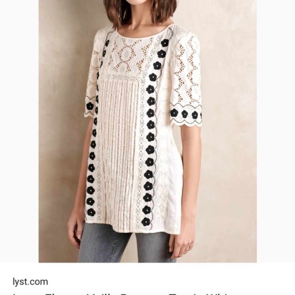 Anthropologie Floreat Peasant Top